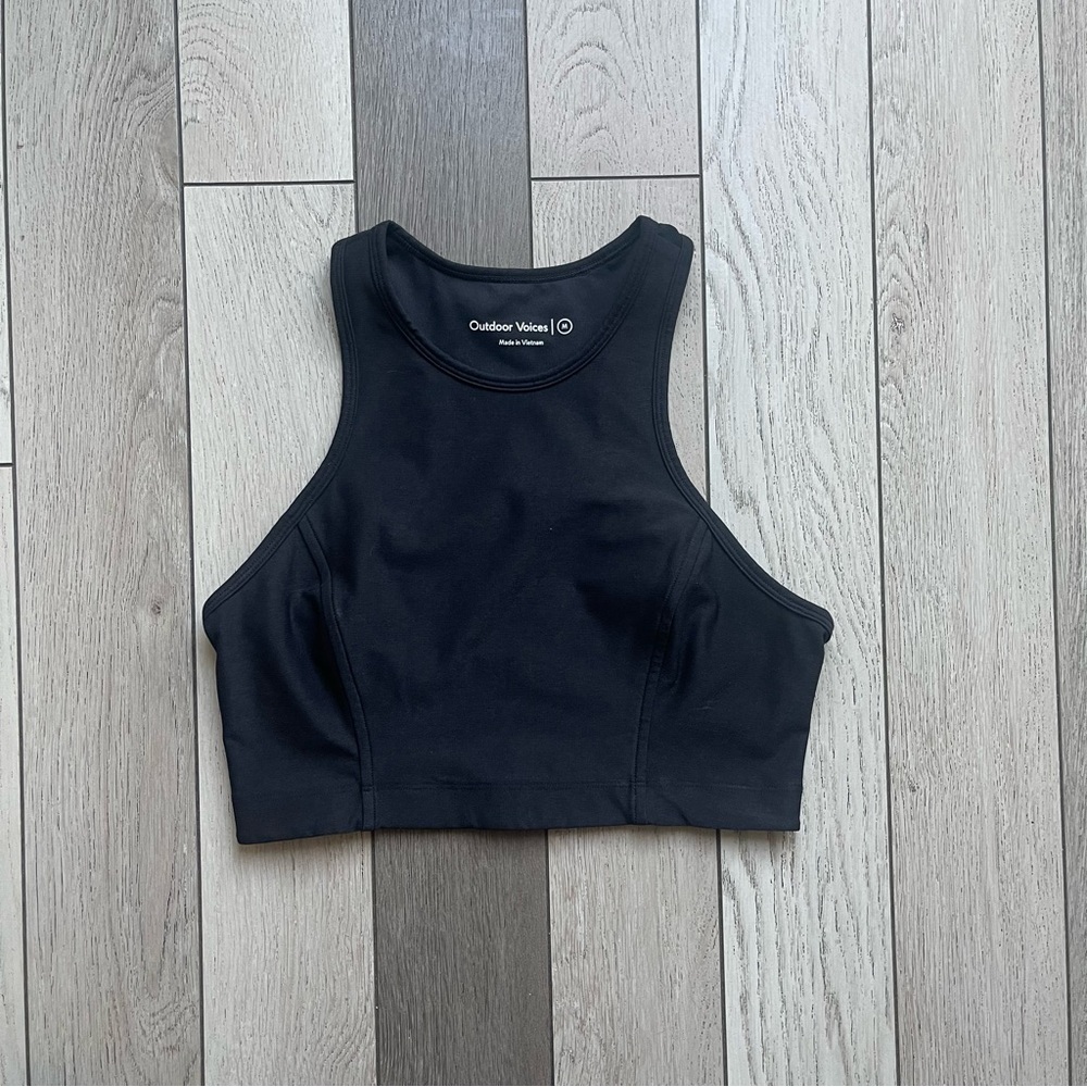 Outdoor Voices Blue Fitted Crop Tank Top